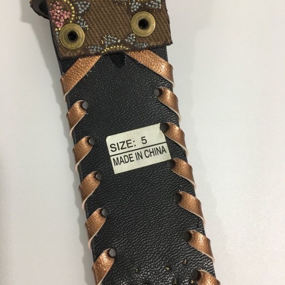 Faux Leather Rhinestone Embellished Paisley Belt - Picture 7 of 8